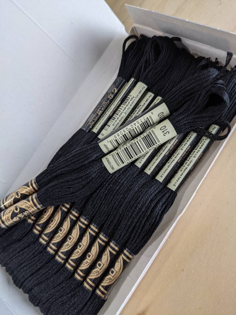 DMC 310 Embroidery Floss Six Stranded Thread Black Floss Etsy