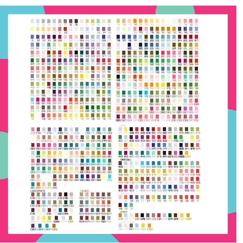 DMC Color Charts 4 Patterns 15200 & All Specialty Threads Etsy