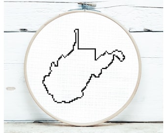 West Virginia Cross Stitch Pattern, WV cross stitch pattern, Appalachian Mountains, Country Roads, mountaineers, Marshall, country, redneck