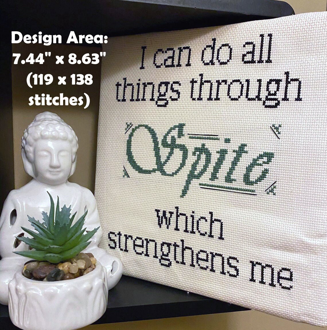 Spite Cross Stitch PATTERN, I can do all things through spite which strengthens me, funny cross stitch, digital download, pdf printable
