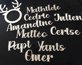 Marque place en bois - Prénom en bois - Identification place - Noël - Mariage - Repas