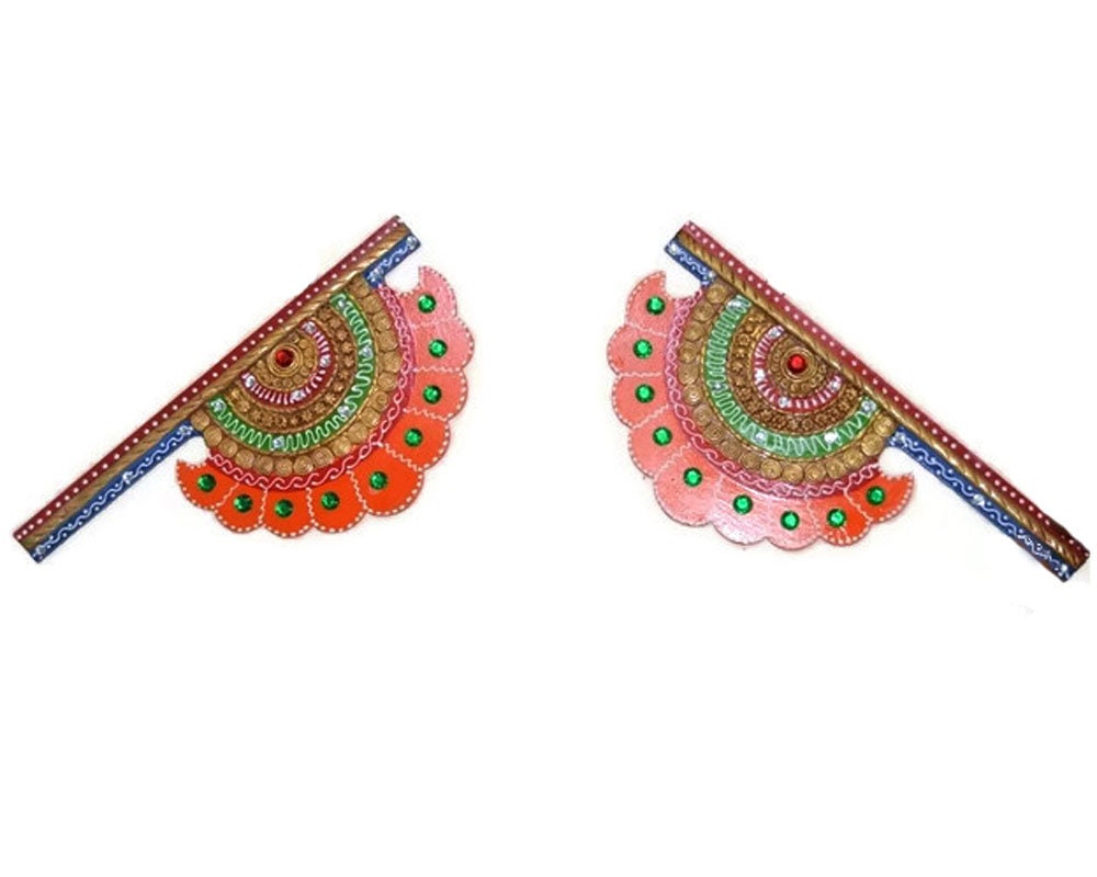 Handcrafted Indian Art Wooden Decorative Hand Fan Set Of 2 Etsy