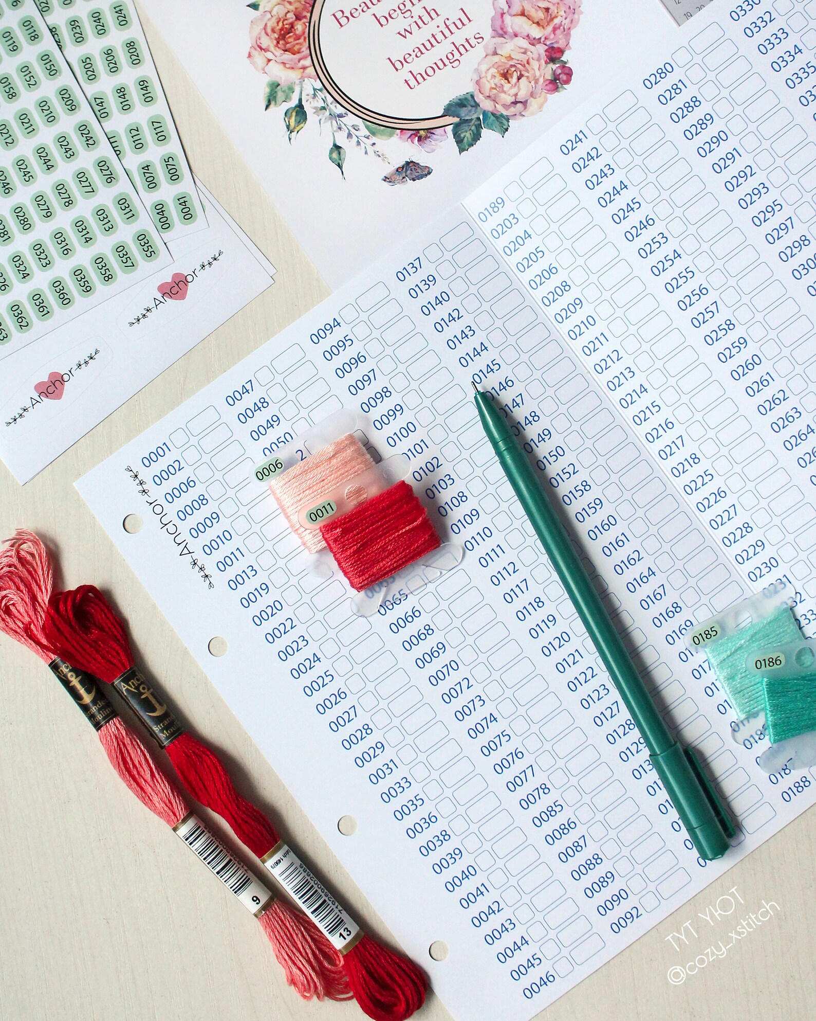 DMC Floss Inventory Tracker CXC Floss Checklist Anchor Thread Etsy