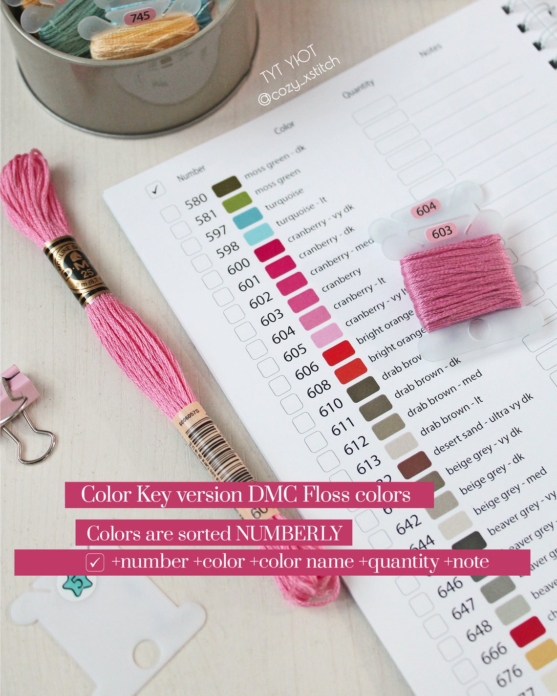 DMC Floss Color Chart DMC Floss Inventory Tracker with Etsy