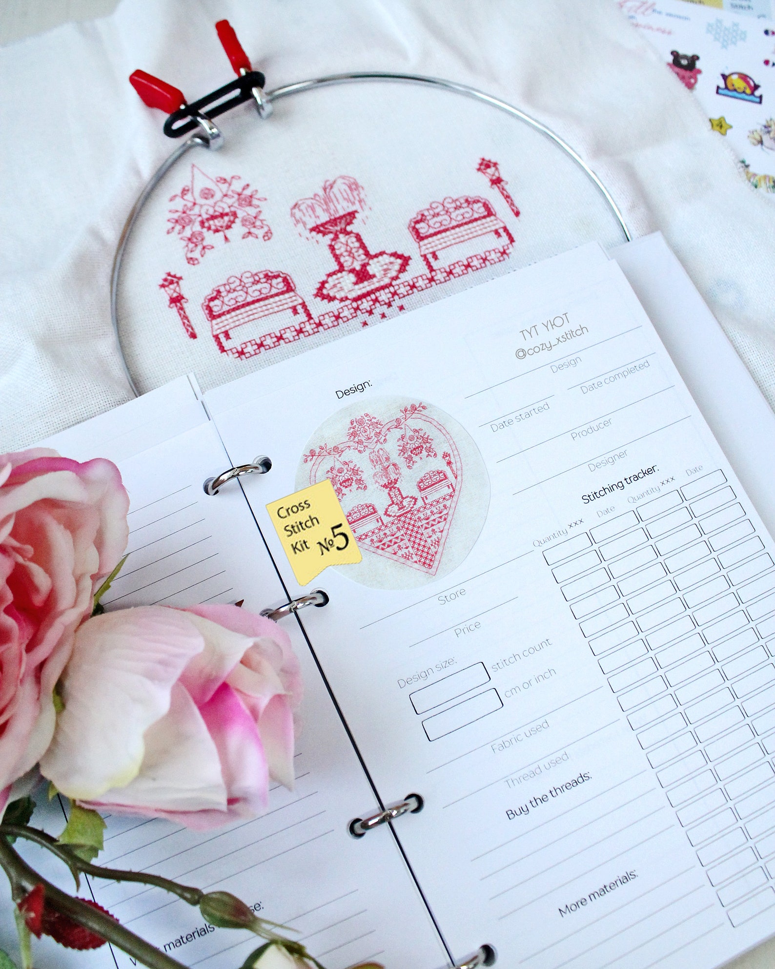 Cross Stitch Journal Planning System 4Ring Binder sheet Etsy