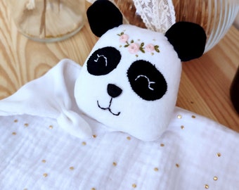 Soft hand-embroidered Panda comforter - customizable - flat comforter - To the wonders of Charlotte - CE standards tested in the laboratory