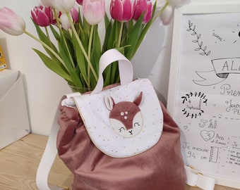 Sac à dos avec applique animal Rosie Rose - avec ou sans prénom - modèle Personnalisable