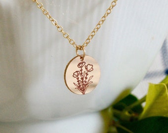 Personalized Engraved Gold Pendant Necklace