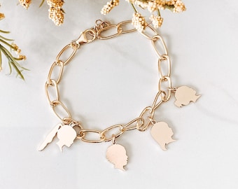 Silhouette Charm Bracelet - Gold Cable Chain