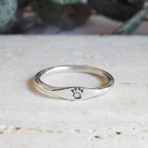 Dainty Paw Print Ring: Minimalist Pet Memorial Signet Ring, Solid Silver 925, Handmade by Ula Jewellery