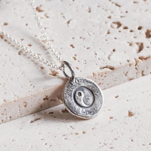 Dainty Rustic Yin Yang Charm Necklace: Handmade Balance Symbol Pendant by Ula Jewellery Cornwall