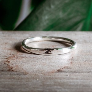 Dainty Sterling Silver Wave Ring Made With Recycled 925 Silver - Minimalist Surf Jewellery Cornwall - Surf Girl - Dainty Stacking Ring