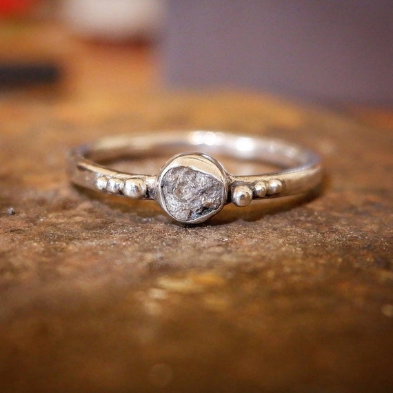 Custom Raw Diamond Unique Dainty Engagement Ring Made in Cornwall