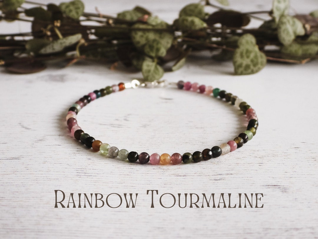 Unisex Bracciale Elastico In Tormalina Multicolor - Gioielli - Brac - Foto 8