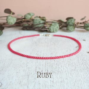 Dainty Ruby Gemstone Anklet: July Birthstone, Authentic Gemstone, 925 Clasp - Handmade by Ula Jewellery