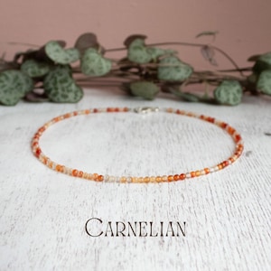 Dainty Carnelian Gemstone Anklet: Handmade July Birthstone 925 Anklet by Ula Jewellery