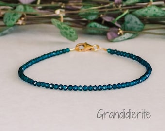 Dainty Grandidierite Gemstone Bracelet Made With Gold Filled or Solid 9ct Clasp, Minimalist Crystal Healing Stacking Bracelet, Beaded