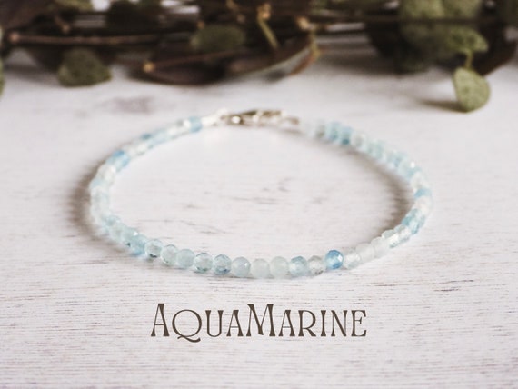 Aquamarine birthstone bracelet deals