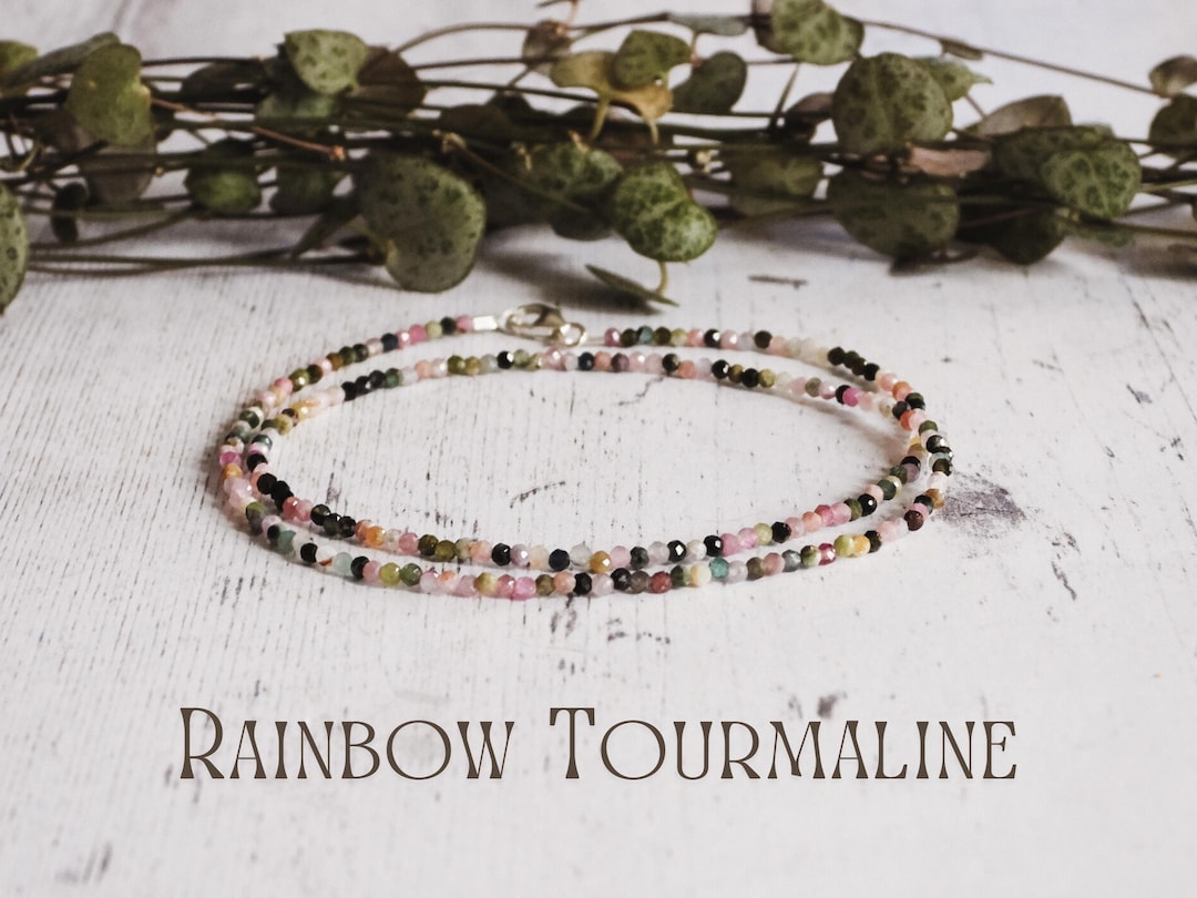 Collier délicat en tourmaline à facettes, tour de cou minimaliste