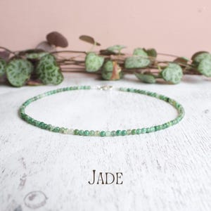 Dainty Jade Gemstone Anklet: 2mm Beaded, Authentic Crystal, 925 Clasp - Handmade by Ula Jewellery