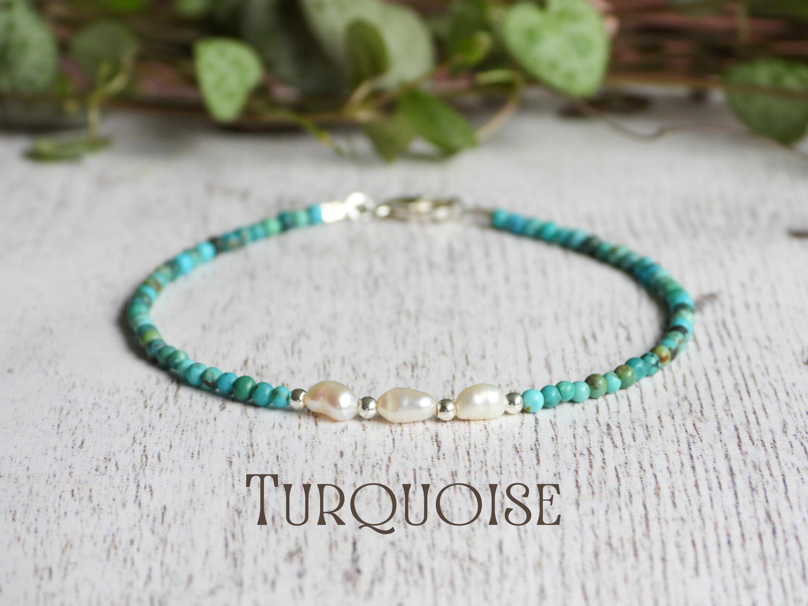 Turquoise Droplet Pearl Stainless Steel Bracelet