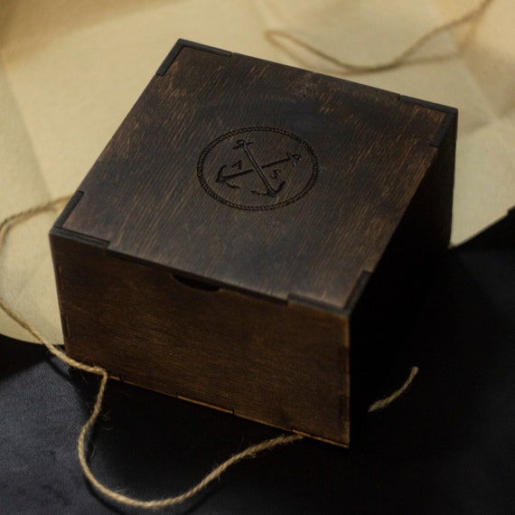 Personalized Small Wooden Gift Box Nautical Engraving Etsy