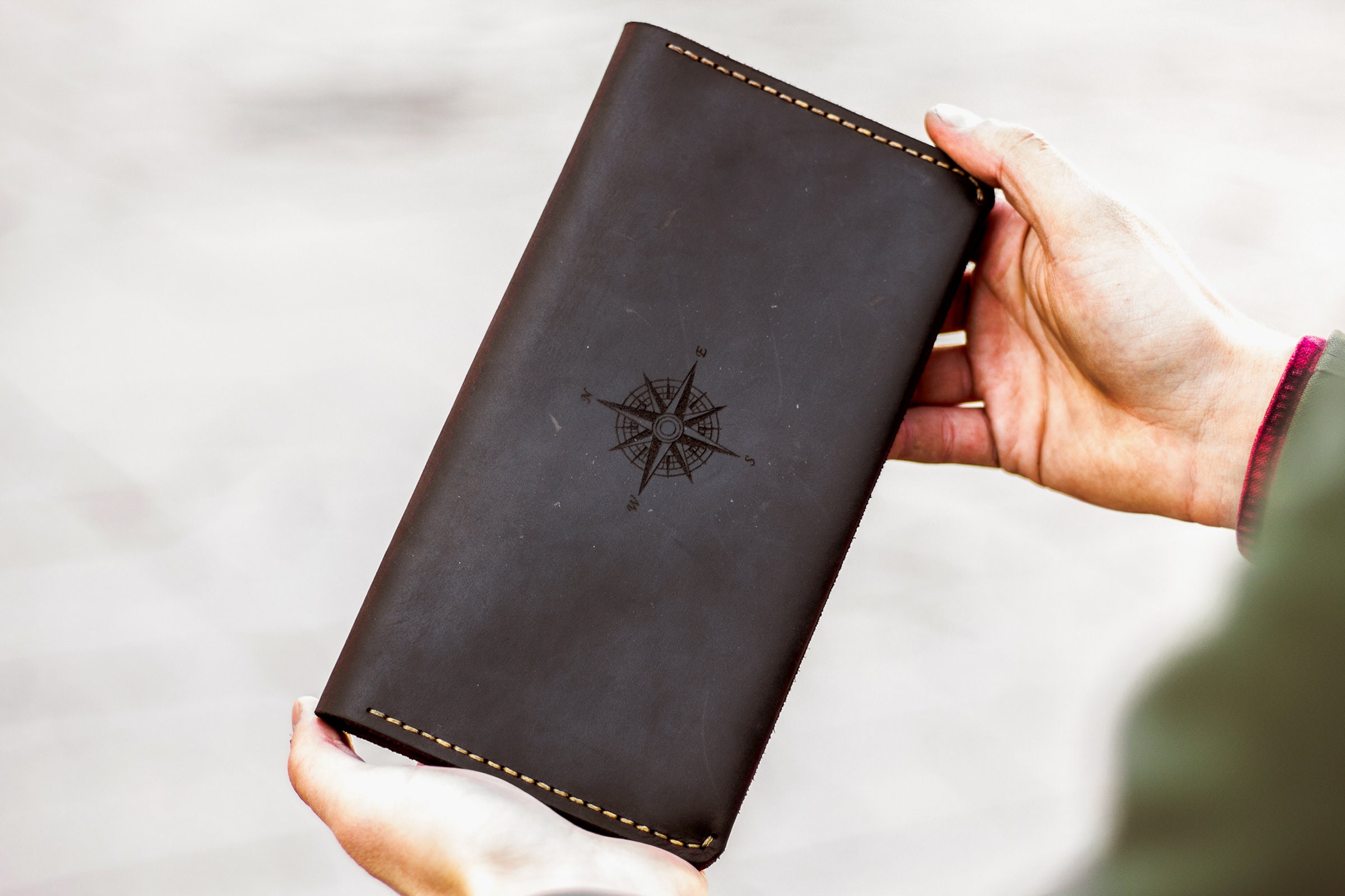 Travel Card Wallet Personalized Gift / Hand Stiched Leather Etsy