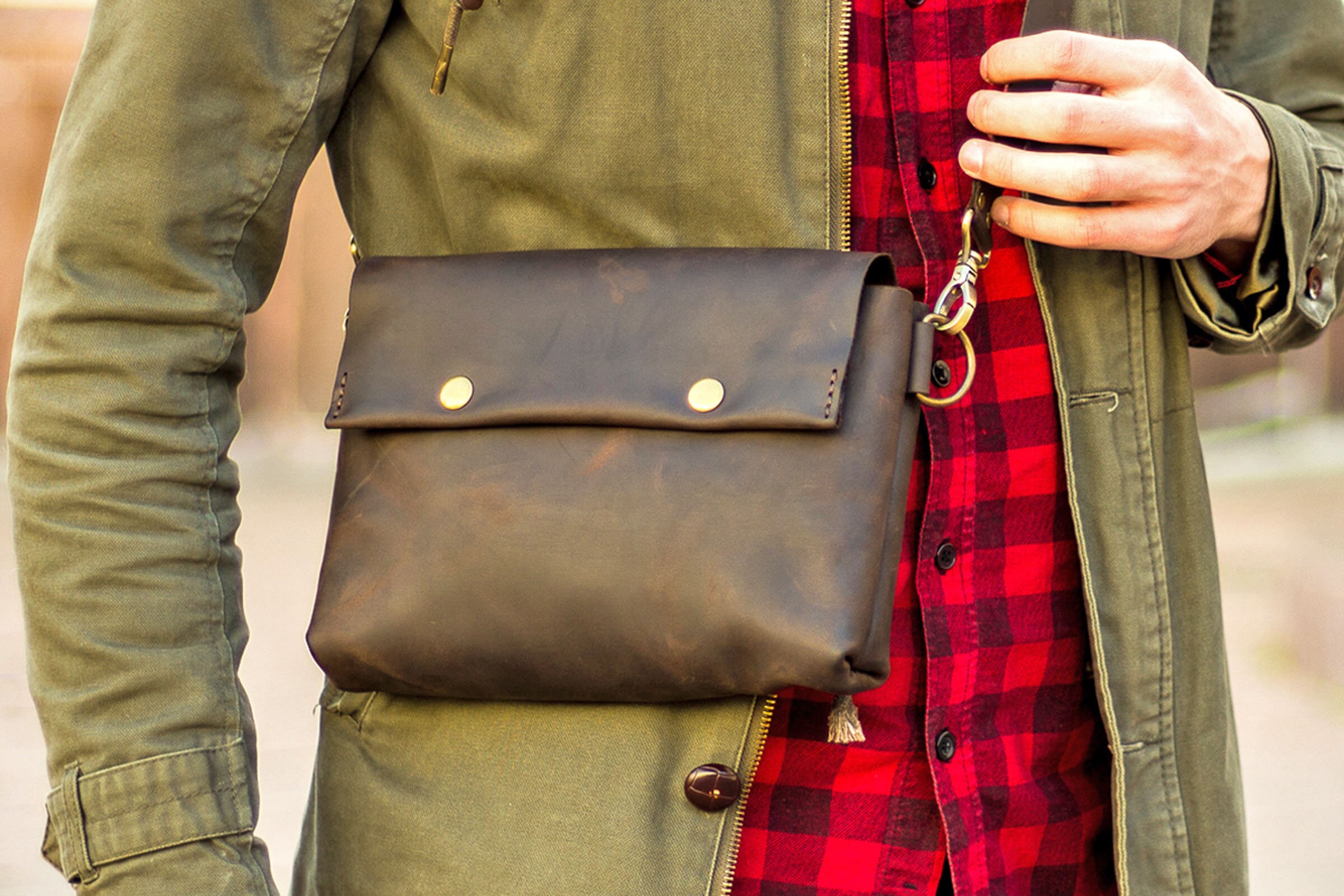 Minimalist Unisex Waist Bag, Hip Belt Fanny Pack, Men Travel Hip