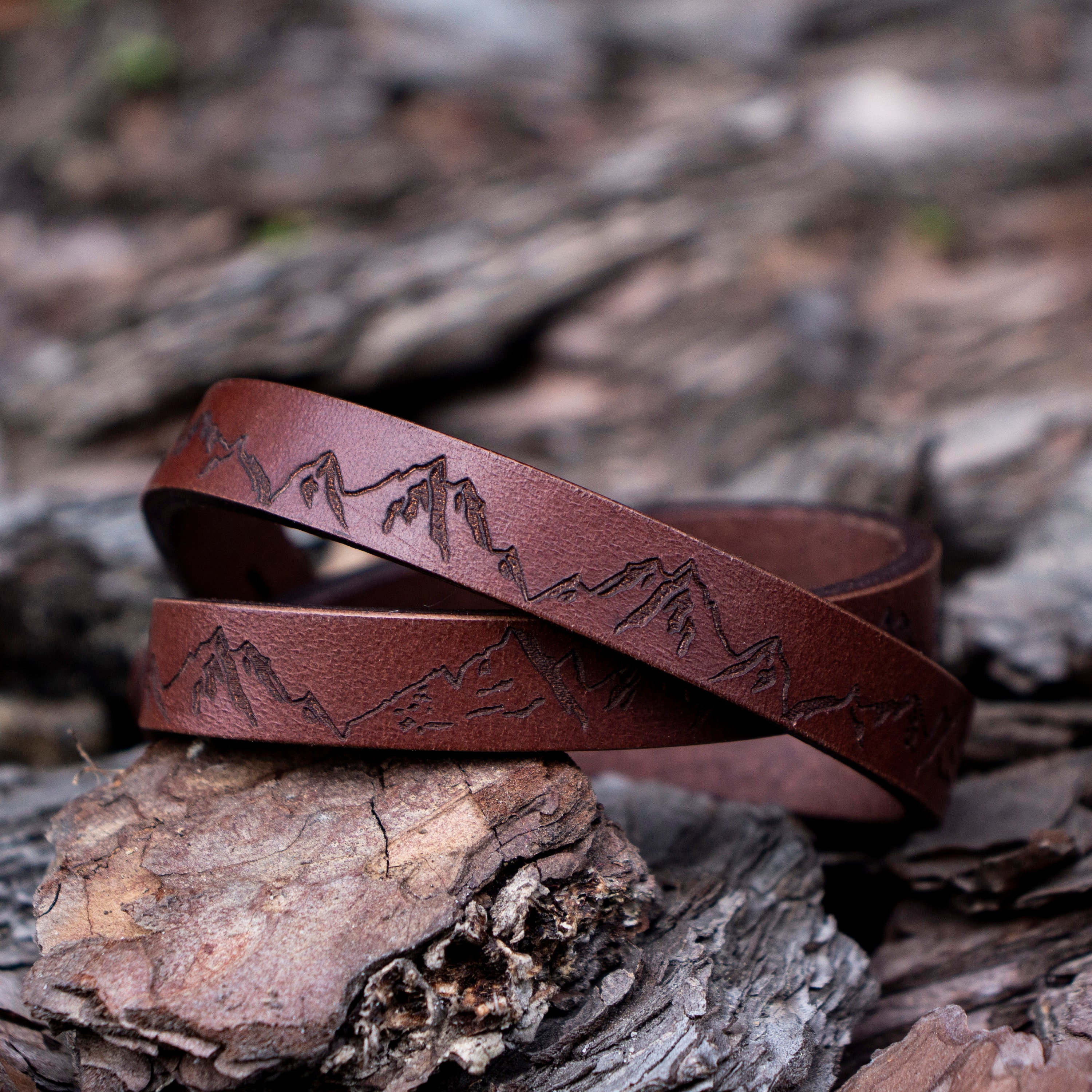 Engraved Leather Bracelet for Him Brown Mens Personalized Leather