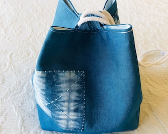 16x10x6cm Indigo Union Japanese Handmade Blue Kofu Patchwork YKK Unisex Battery Pouch Bag