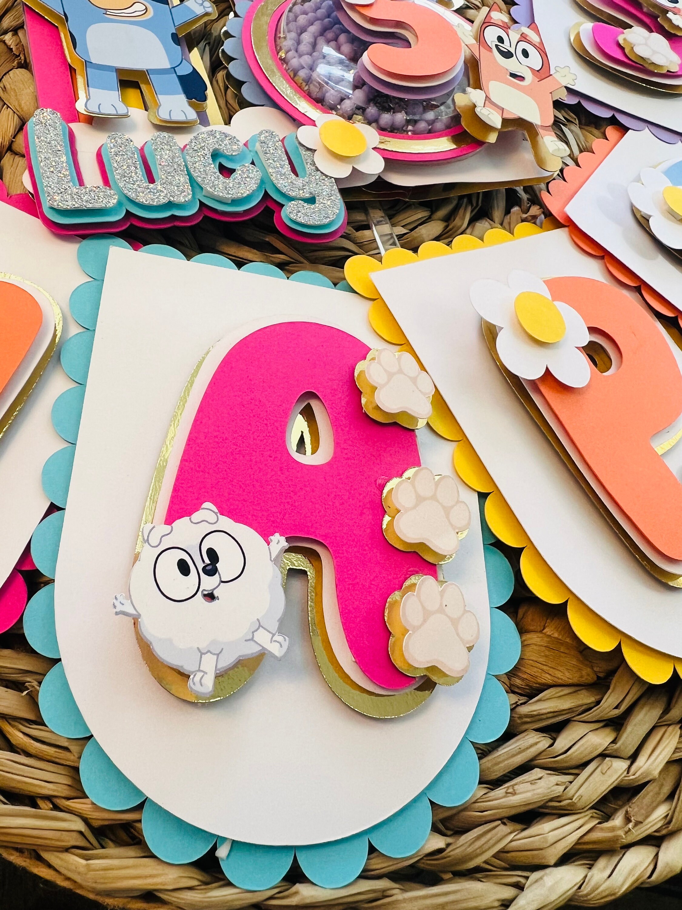 3D Blue Dog Cake Topper