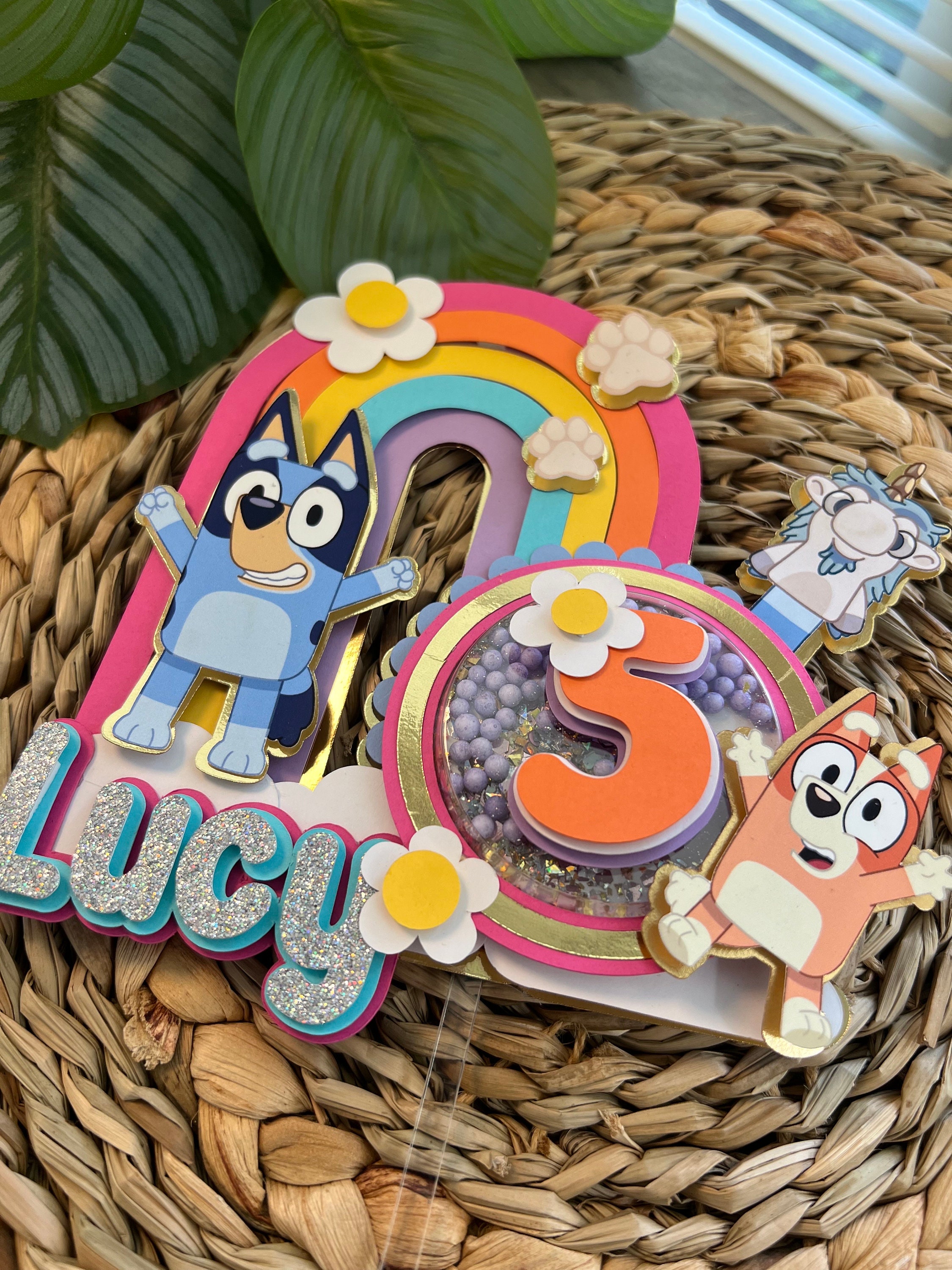 3D Blue Dog Cake Topper