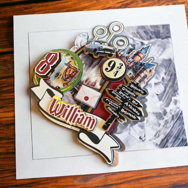 Wizard School Cake Topper: Personalized Birthday Party Decor