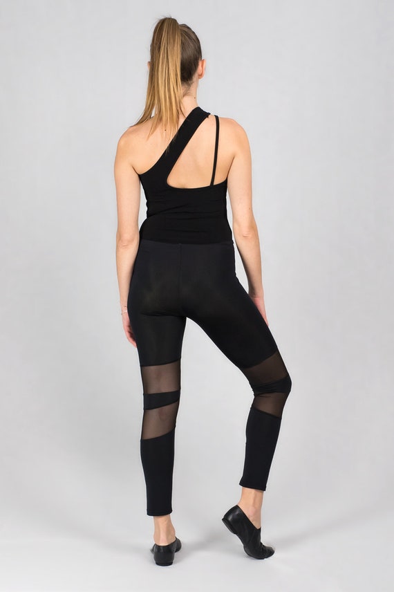 Leggins elasticos negros con transparencias