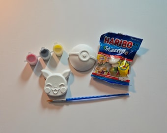 Pocket Monster Paint Your Own Kit | DIY Kids Craft Set | Monster & Ball Figure Painting | Creative Gift with Optional Sweets