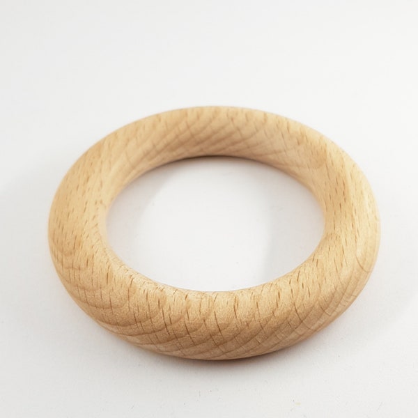 Unfinished Wood Ring, Raw Maple Wooden Teething Ring, Untreated Wood Circle 70mm. Wooden Craft Rings, DIY Supplies, Jewelry Wooden Craft