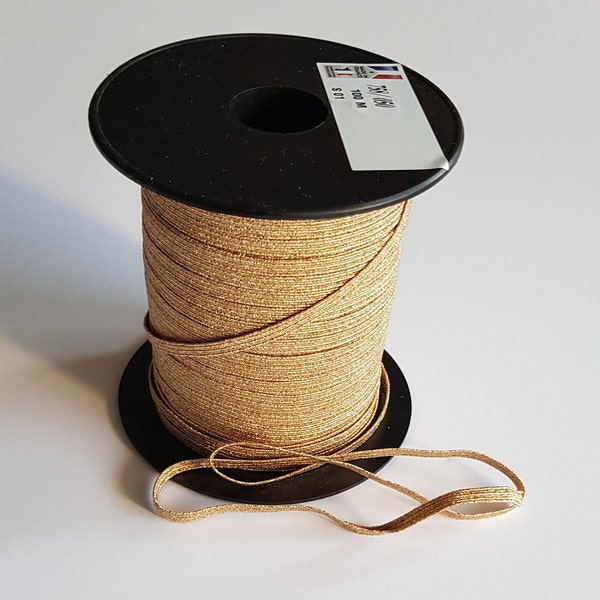 Elastische lurex goud plat, elastisch plat 5mm, elastische tape, prijs voor een meter