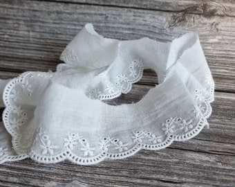 English embroidery border, embroidered ruffle, embroidery trim