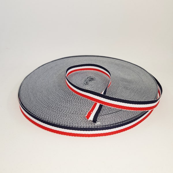 French flag ribbon, price per meter, blue-white-red, mask manufacturing, French manufacturing