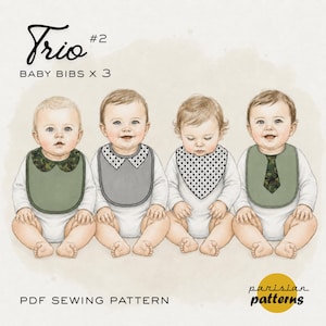 PDF Pattern without tutorial, Baby Bib Trio, Easy Sewing, DIY Project