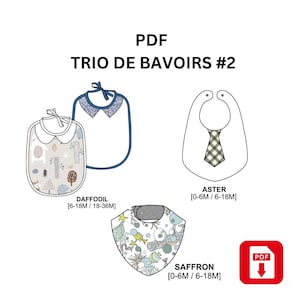 PDF pattern, trio of baby bibs, easy sewing, DIY project