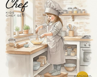PDF Pattern for a Child's Apron and Hat (Ages 3-8), Beginner Sewing, A4 Printable Pattern, DIY Children's Pattern, Sewing Gift Idea