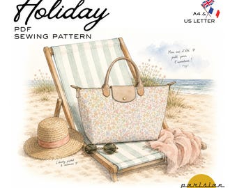 PDF Tote Bag Sewing Pattern, Zippered Bag Pattern with Flap, Illustrated Sewing Tutorial,  Beginner to Intermediate DIY Sewing Project