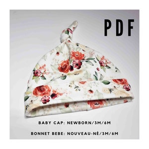 Patronage PDF, bonnet pour bébé, couture facile, projet DIY