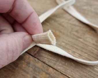 8mm natural cotton tubular cord, sustainable cotton cord, natural bag cord, sustainable haberdashery Paris sewing DIY