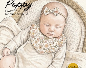 Bandana Baby Bib PDF Sewing Pattern | Easy Beginner Pattern | Adjustable Snap Closure