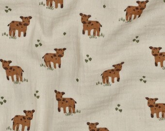 Printed organic double gauze, soft double-layer cotton fabric, baby fabric, baby shower fabric, bib fabric, Oeko-Tex certified fabric