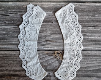 Vintage-style eyelet collar, French lace, dress trim, dress customization, christening accessories, DIY wedding