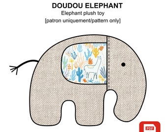 Patron doudou éléphant PDF, couture facile, DIY anti gaspi, patronage jouet bebe, cadeau de naissance, couture naissance