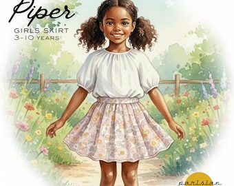 Tutoriel Couture Jupe PDF Patronage, Jupe a Coudre pour Fille 3-10 Ans, Couture Debutant, Bilingual Sewing PDF, Simple Sewing Class DIY